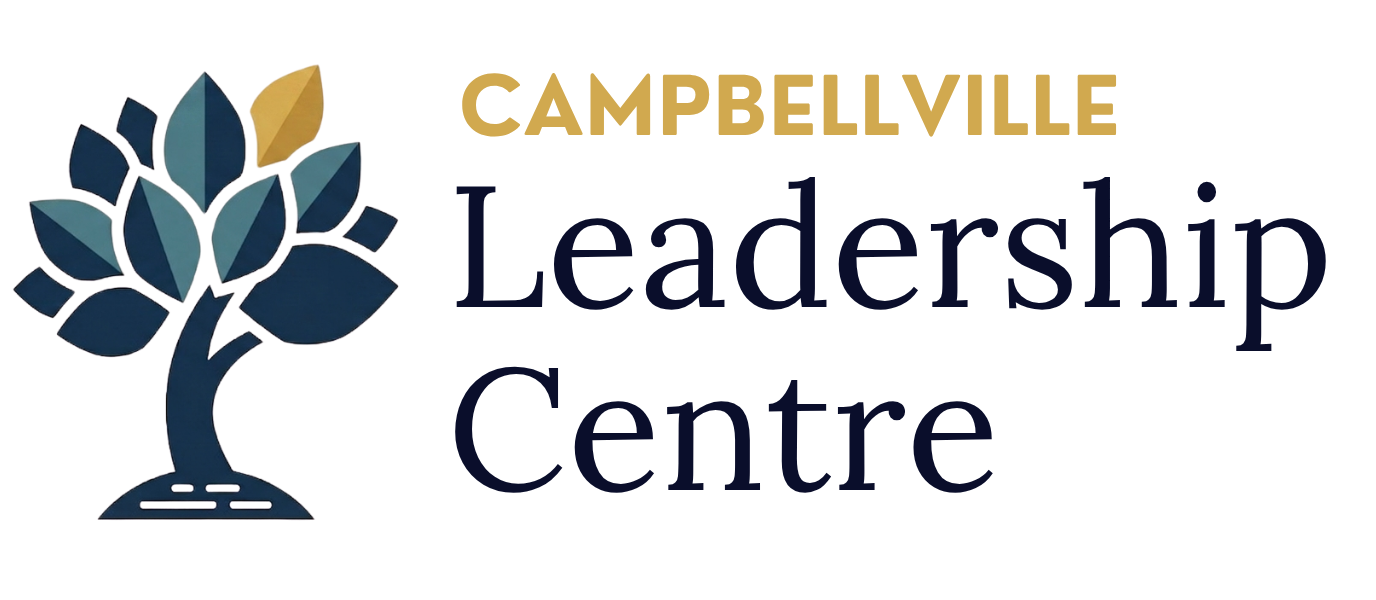 Final Logo Campbellville Leadership Center Campbellville Leadership Center. text on right, image of a tree with one golden leaf on the right